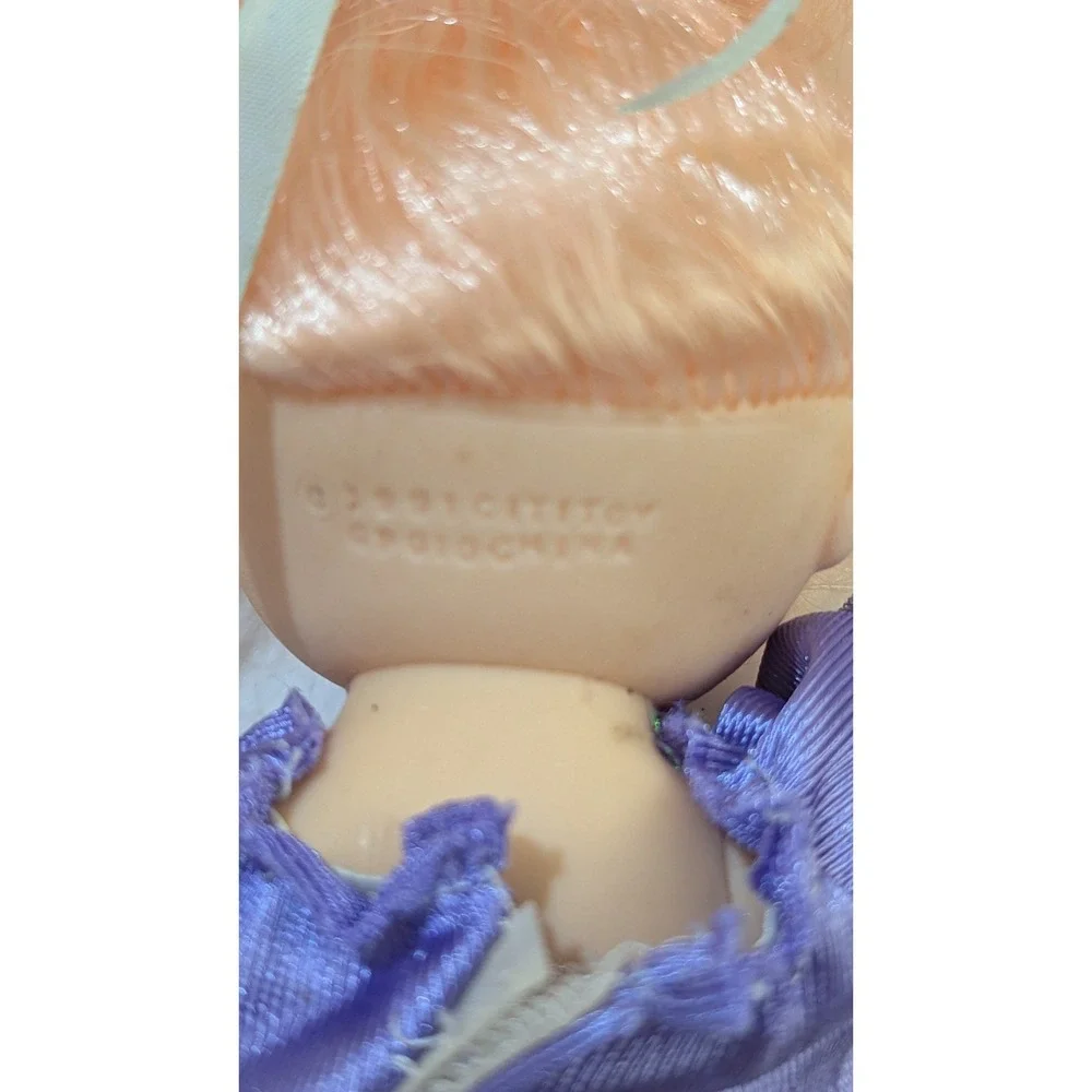 Vintage 1991 Cititoy Mini‎ Doll Blonde Glitter Hair Purple Outfit 5 Inch